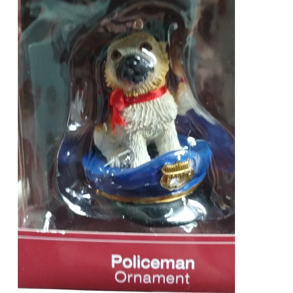American Greetings Policeman Dog Ornament Police Hat Puppy Christmas Decor‎
